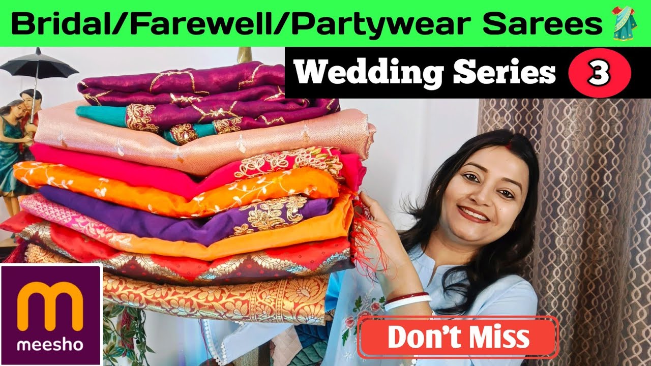 Meesho Saree Haul🥻Wedding,Partywear Sarees💕Meesho Embroidered Silk Saree,Organza Saree 😍 Nisha 