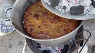 Baking Outdoor 🇯🇲 Jamaican Sweet Potato Pudding Hell A Top Hell A Bottom Hallelujah in the Middle