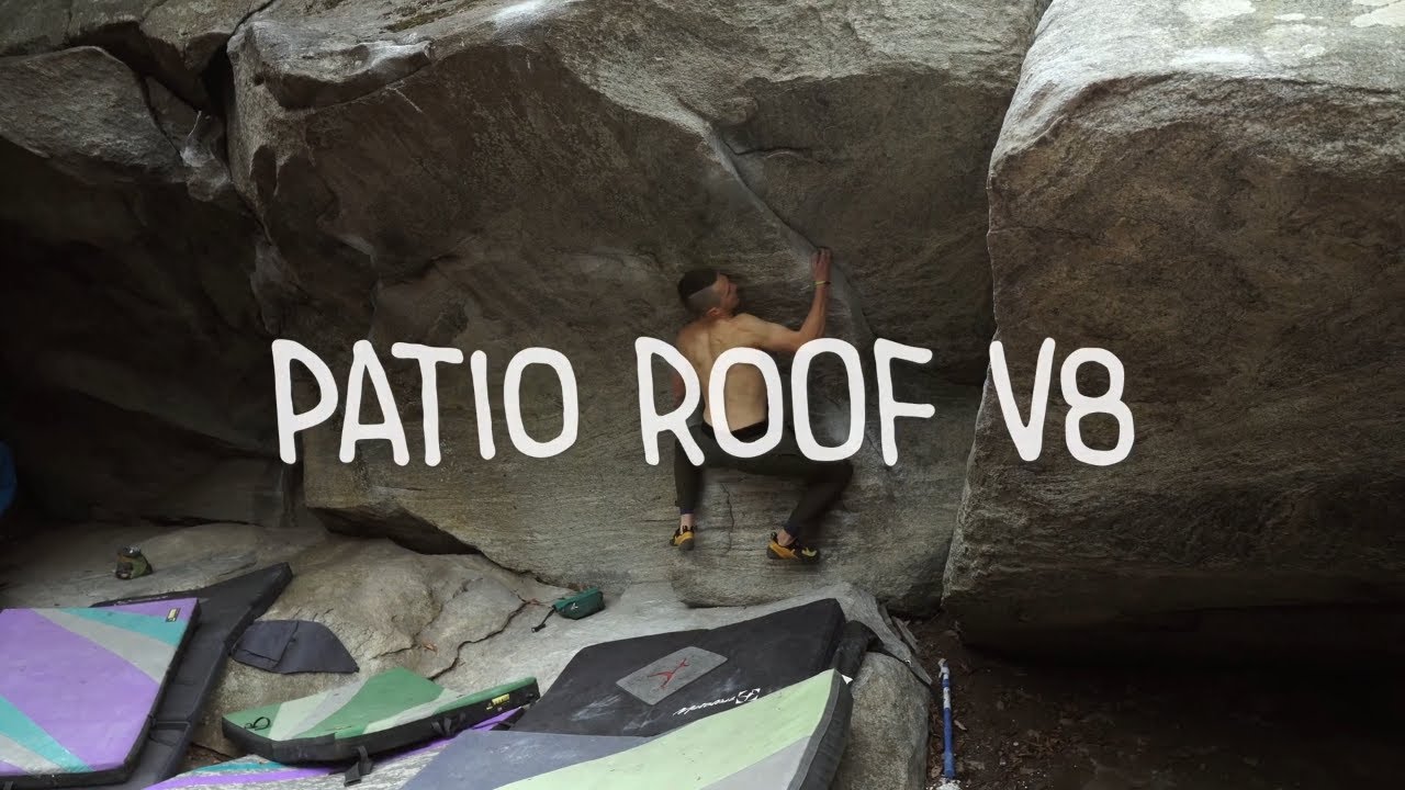 Patio Roof V8/7B+ The Easiest Weakest Way, Rumbling Bald Bouldering