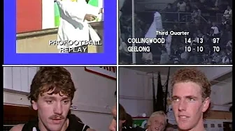 Round 4 1986 Collingwood v Geelong. 3rd quarter + highlights. Brian Taylor, Jamie Turner interviews