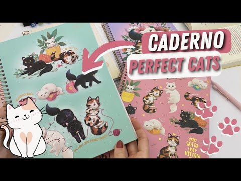 Caderno Universitário Espiral Purrfect Cats Gatos 1 Matéria 80 Folhas 20 x 27,5 cm - Tilibra