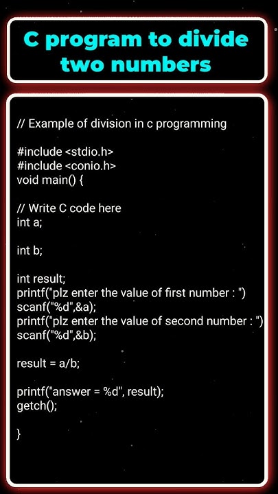 C programming to divide two numbers @programming-t1o #clanguage # ...