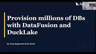 Provisioning millions of DBs with DataFusion and DuckLake