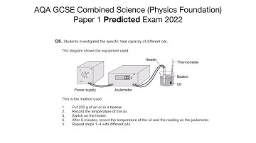 Q6 (Specific heat capacity practical) GCSE Combined Science (Physics) predicted exam 2022 AQA (F)