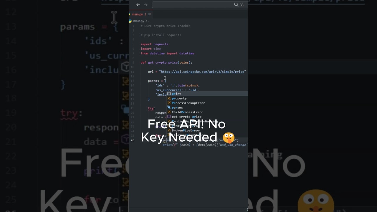 Build a LIVE Crypto Price Tracker in Python! 🪙 