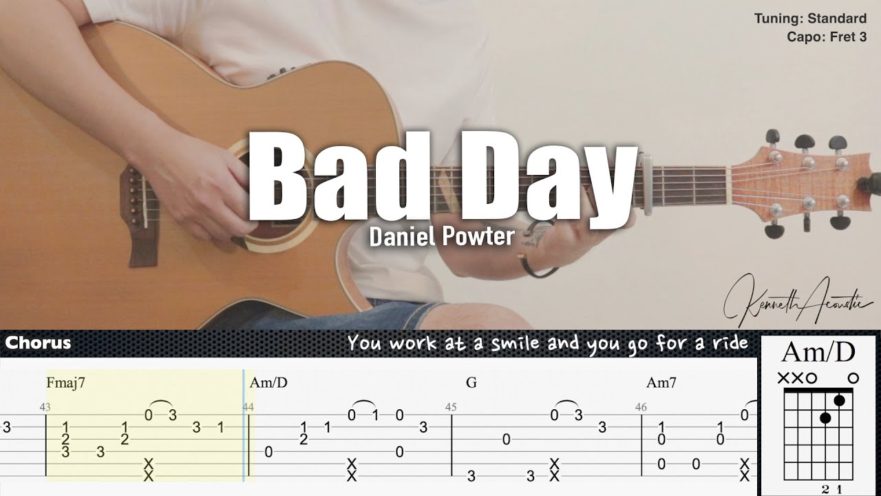 Bad Day Daniel Powter Fingerstyle Guitar TAB + Chords + Lyrics