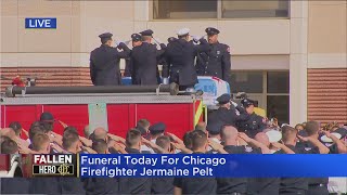 Firefighter Jermaine Pelt's casket arrives at House of Hope for funeral