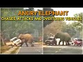 Angry elephant chases attacks and overturns vehicles at narengi army cantt in guwahati assam