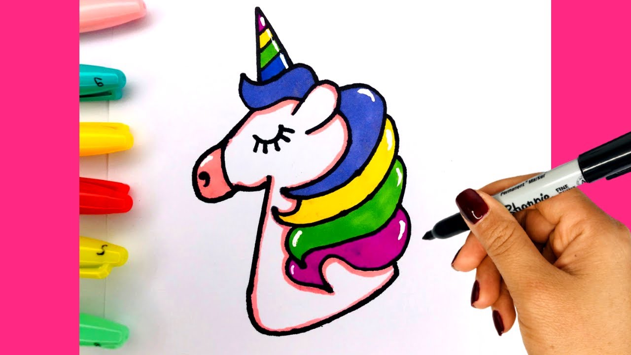 Hướng dẫn vẽ CHÚ KÌ LÂN dễ thương/Vẽ Unicorn/HOW TO DRAW A CUTE ...