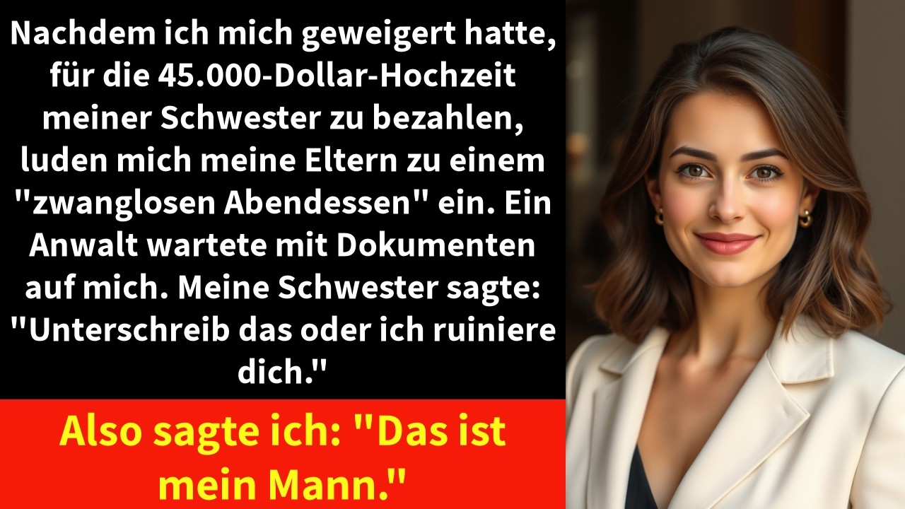 Ich verweigerte 45.000 $ für die Hochzeit meiner Schwester – dann stellten meine Eltern eine Falle