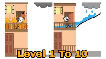 Watering Puzzle - Level 1 to 10 - Funny Stickman Puzzle Rescue Game - Gameplay Walkthrough