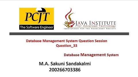 Question set 33 | Database Management System