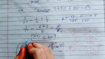 The equivalent capacitance of the system shown in the following circuit is:(1)3µF (2)6µF (3)9µF (4)2