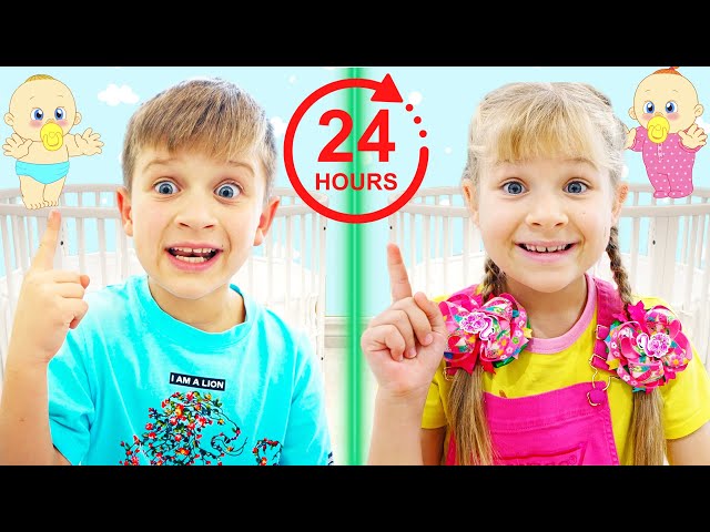 Roma and Diana 24 Hour Baby Challenge and Other Fun Challenges for Kids class=
