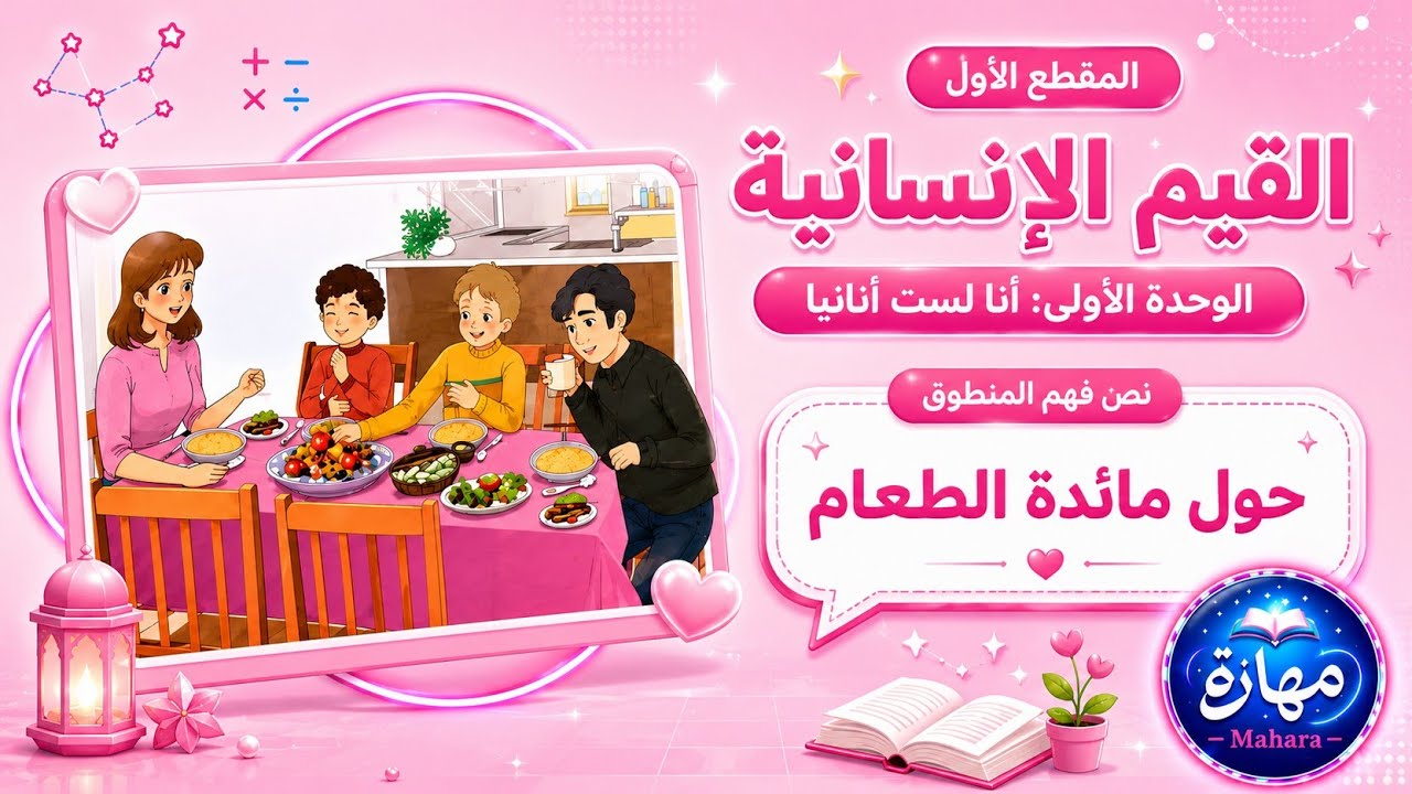 نص فهم المنطوق حول مائدة الطعام للسنة الثالثة ابتدائي المقطع الأول القيم الإنسانية 