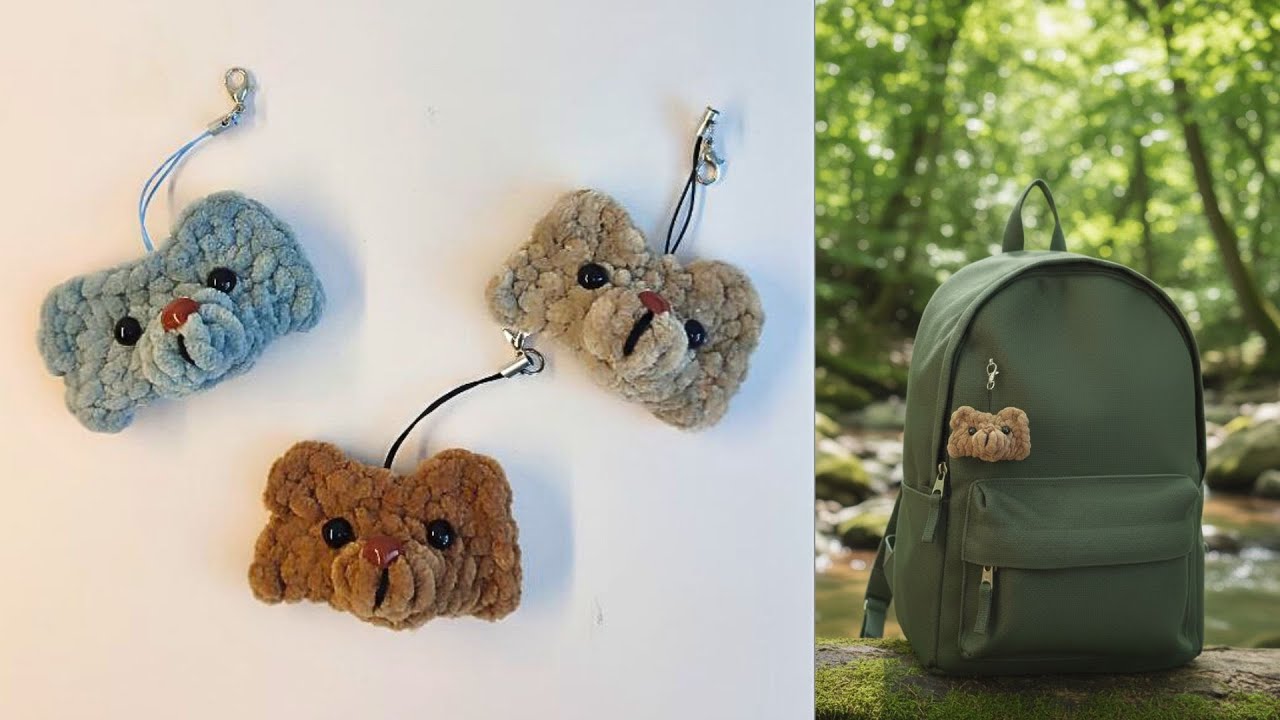 Мини мишка брелок крючком за 5 минут, Mini teddy bear, Mini-Teddybär-Häkel-Schlüsselanhänger