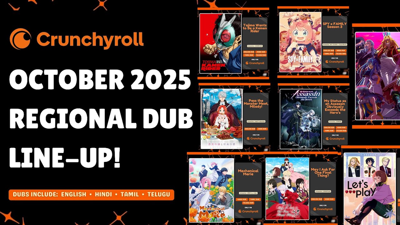 October 2025 Crunchyroll Hindi, Tamil & Telugu Dubbed Anime List | New Anime Dubs Update 
