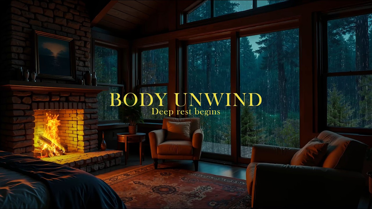 Fireplace & Rain Sounds in a Forest Cabin 🔥🌧 Night Ambience for Sleeping
