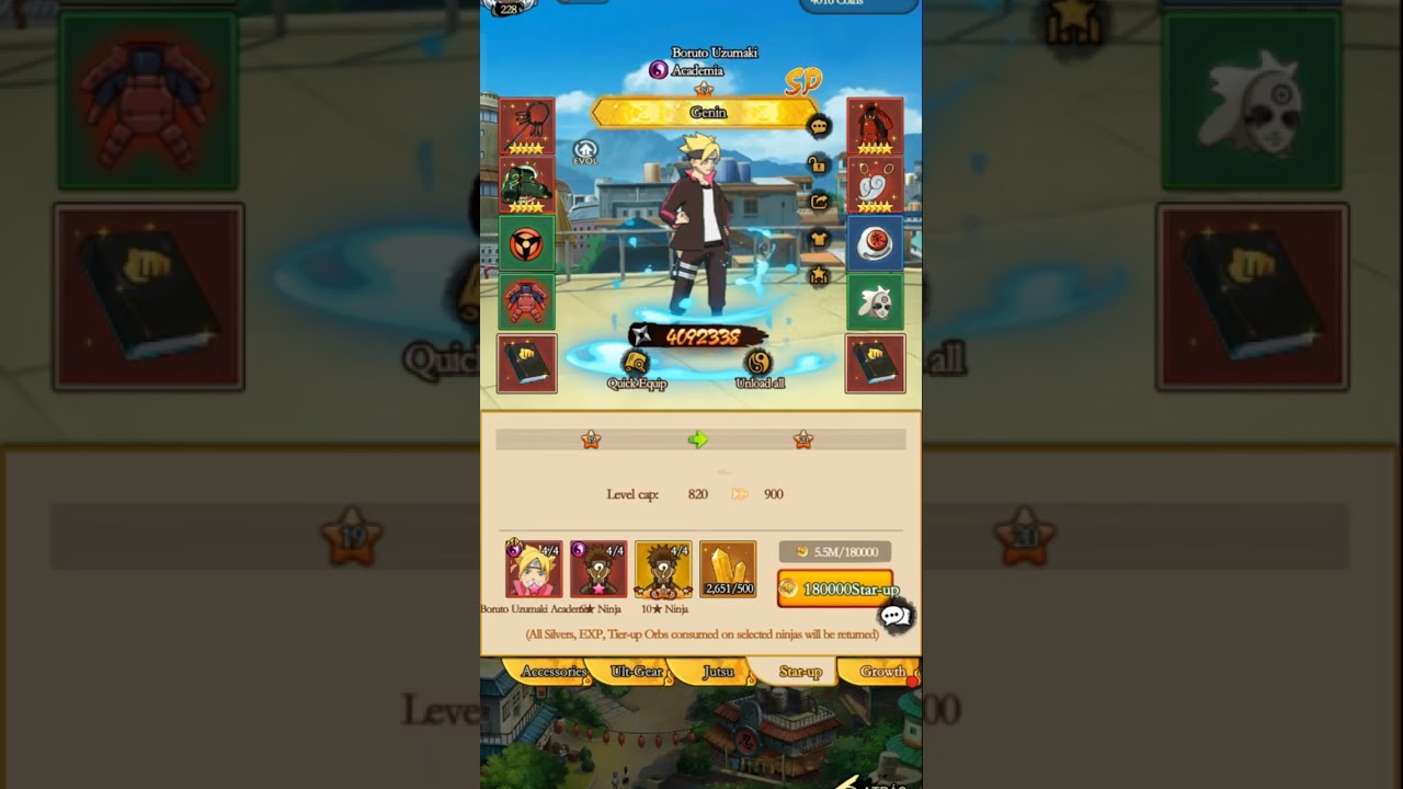 UPGRADING Boruto Uzumaki Academysp to 20* and level up in 