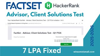 Factset Q1 FY2026 Advisor Client Solutions Hackerrank assessment test #job #interview #pdf #factset