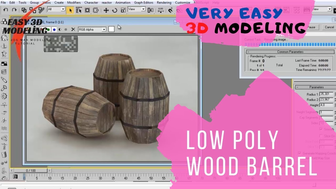 Low Poly 3D Wood Barrel Tutorial | Very Easy 3D Modeling - YouTube