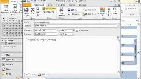 How to Create an Appointment in Microsoft Outlook 2010