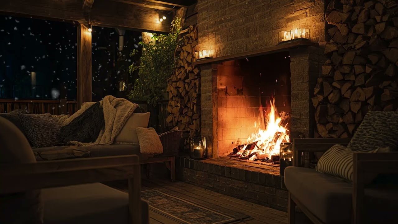Warm Fireplace at Midnight 🔥 3 Hours Relaxing Fire Sounds