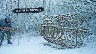 Building a Hanging Shelter on a Tree for the Winter, cozy fireplace & moss roof