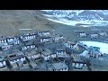 Mid-winter freeze in Spiti: Chicham Village Aerial view from Himachal Pradesh&#39;s high mountains