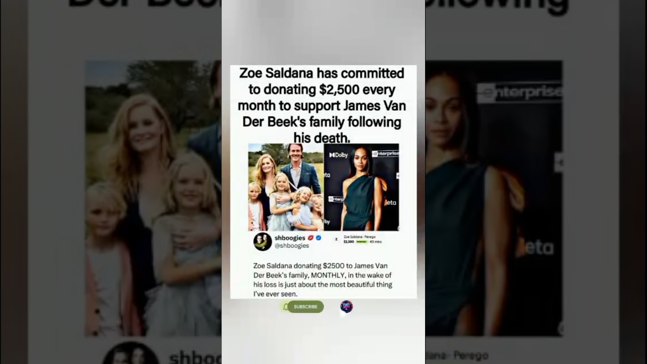 💔💙 Zoe Saldaña quietly commits $2,500/month to support James Van Der Beek’s family.