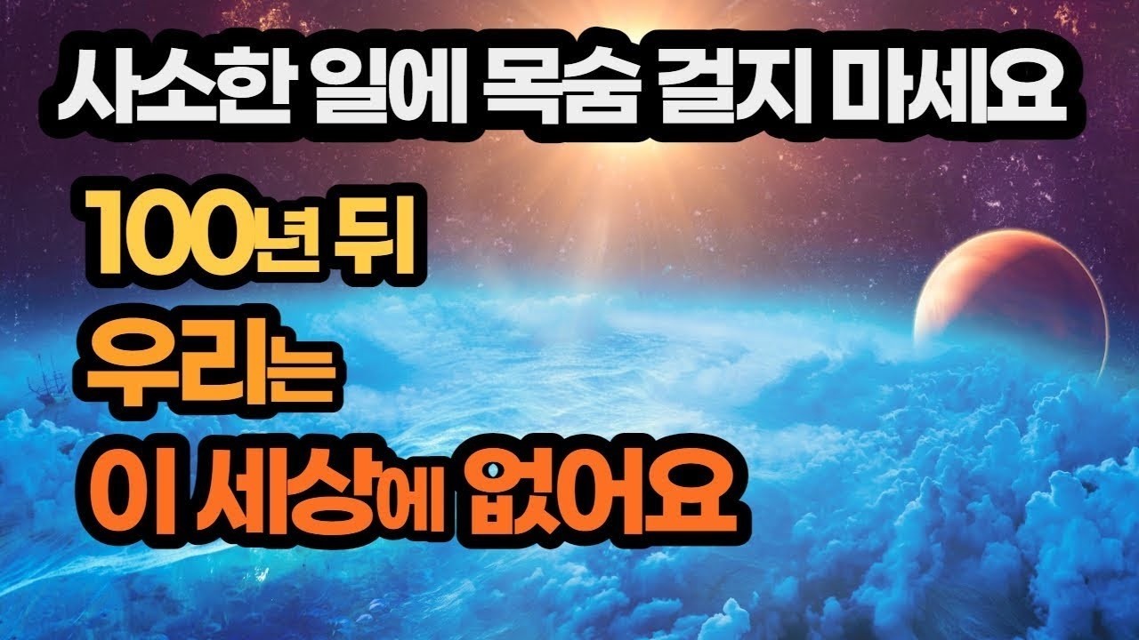 100년 뒤 우리는 이세상에 없어요 그러니 사소한 것에 목숨걸지 마세요