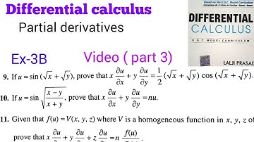 Differential calculus Partial derivatives Exercise 3B q.no. 9to12 solved | BSC | lalji Prasad
