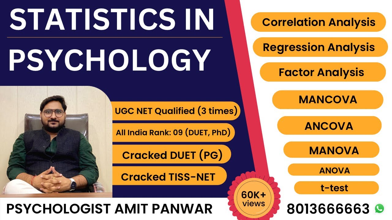 Statistics in Psychology | Correlation, Regression Analysis, Factor Analysis, t-test, ANOVA & ANCOVA