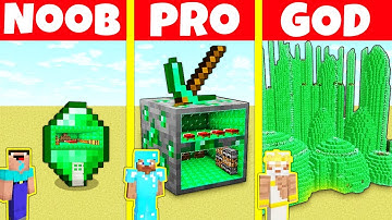 Minecraft Battle: EMERALD HOUSE BUILD CHALLENGE - NOOB vs PRO vs GOD / Animation