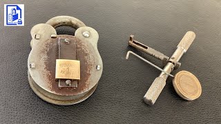 755. Old English Secure 4 lever padlock picked with Homemade DIY lock picking tools