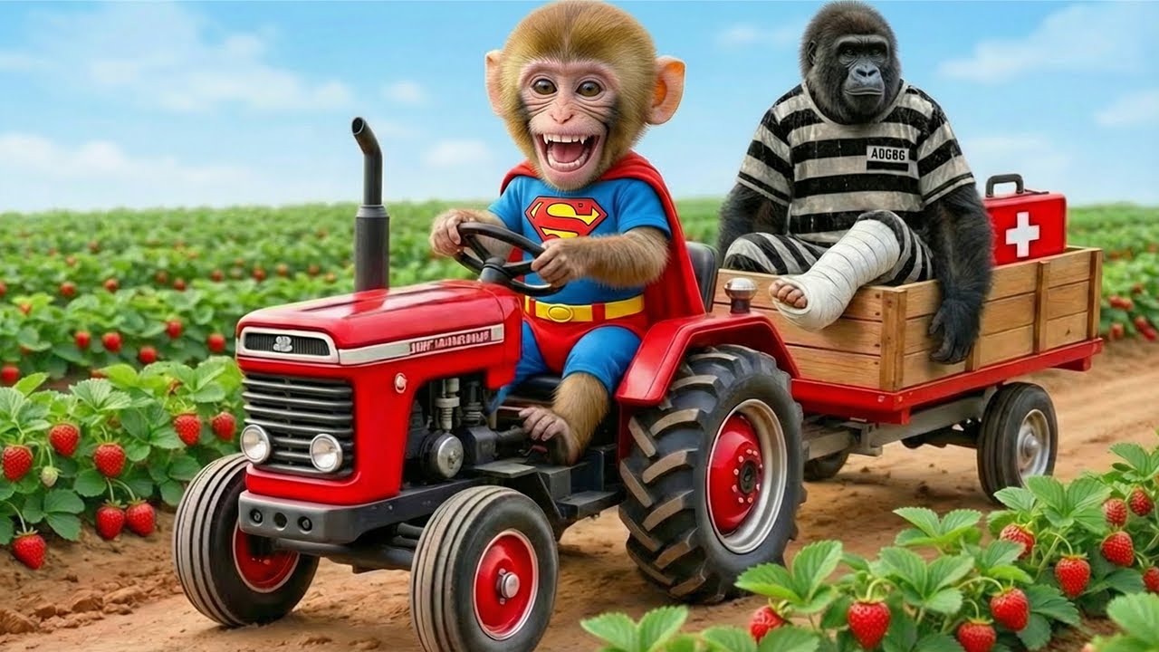 🐒🚜 Mono Monkey Drives a Tractor to Rescue a Strawberry Thief, and the Unexpected Ending! 😭🍓
