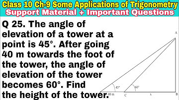 Class 10 Ch-9 Q 25 | Some Applications of Trigonometry | Support Material | Important Question