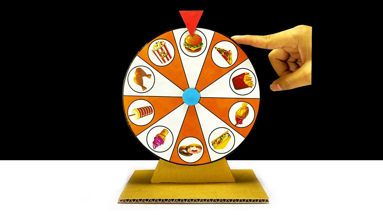 โปรแกรมหมุนวงล้อ  2022 Update  DIY Spinning Wheel Fast food  from Cardboard | DIY วงล้อหมุนเลือกอาหารจากลังกระดาษ