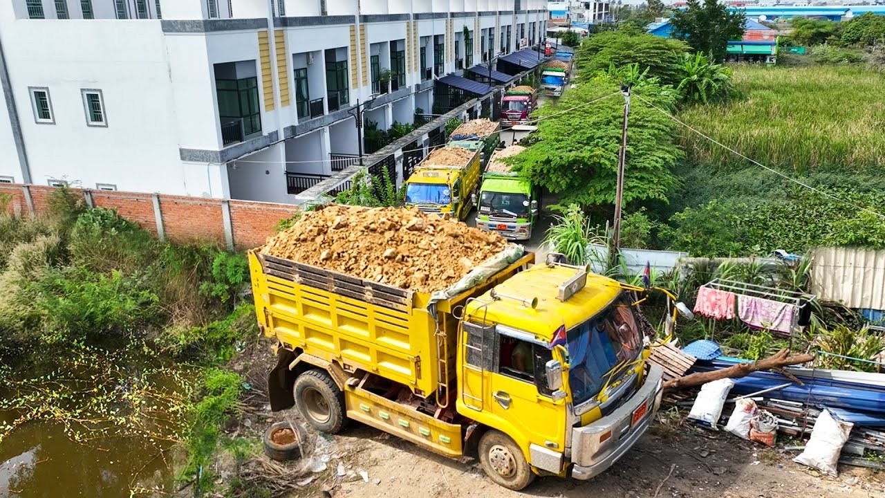 First Opening​ Amazing Project!! Landfill Delete Deep Pond Flood By Skills Dozer Pushing Soil