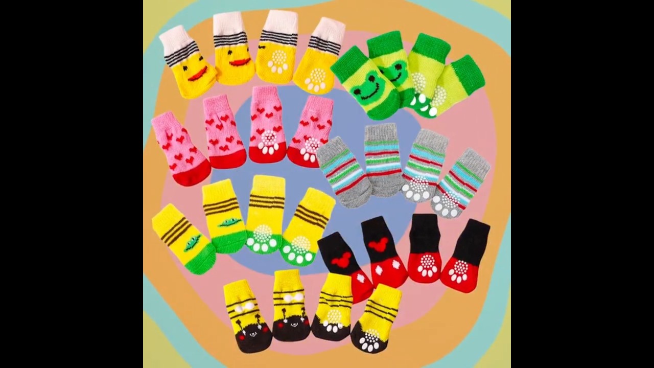 4Pcs Cute Pet Dog Socks
