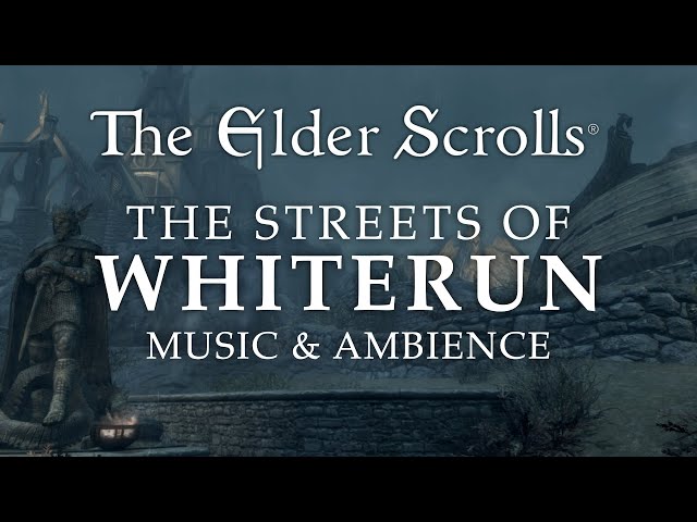 The Elder Scrolls: Skyrim | Streets of Whiterun, Rainy Evening Ambience with 6 Immersive Scenes class=