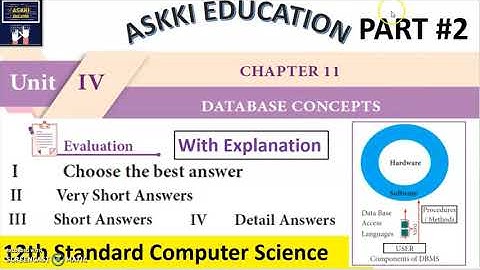 💥 12th Computer Science Chapter 11 : Database Concepts - Book back Answers | English Medium Part #2