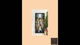 Woman Walking in the Rain with Colorful Umbrella Art Print, Rainy City Street Scene Art, Woman wi...