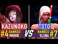 SF6 🤜 KAZUNOKO (#4 Ranked Ingrid) vs TOTO (#7 Ranked Elena) 🤛 SF6 High Level Gameplay