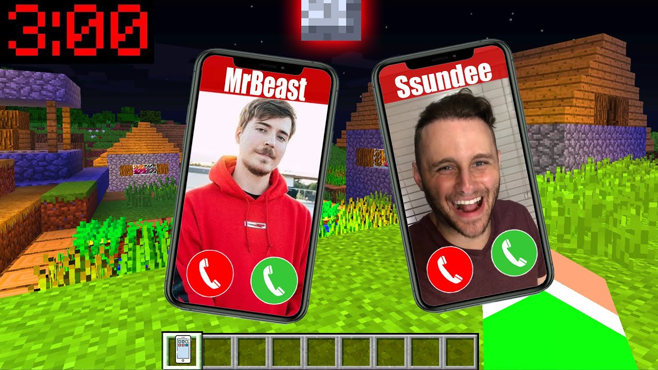 ⁣Minecraft PE : MrBeast & Ssundee CALLED ME AT 3:00AM IN MINECRAFT??!