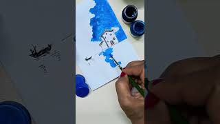 Water colour painting 💙 Blue reflection #art #drawing #painting #satisfyling #shorts #youtubeshorts