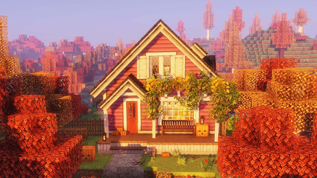 Cozy Autumn House (Minecraft Build & Decorate) - YouTube