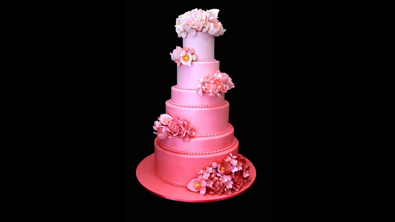 Pink Ombré Wedding Cake You