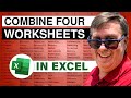 Learn Excel - Combine 4 Sheets - Podcast 2178