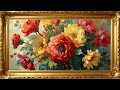 Gentle Floral Charm – 4K Flower Oil Painting Ambience for Relaxing Homes | 4K Frame TV Art